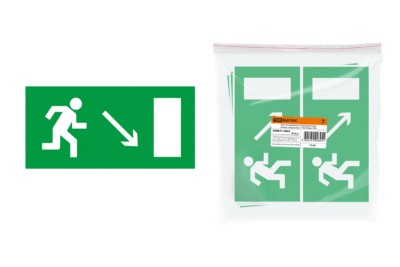 Знак “Направление к эвакуационному выходу направо вниз” 200х100мм TDM