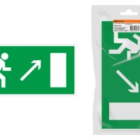Знак “Направление к эвакуационному выходу направо вверх” 350х124мм для ССА инд. упаковка TDM