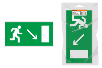Знак “Направление к эвакуационному выходу направо вниз” 350х124мм для ССА инд. упаковка TDM