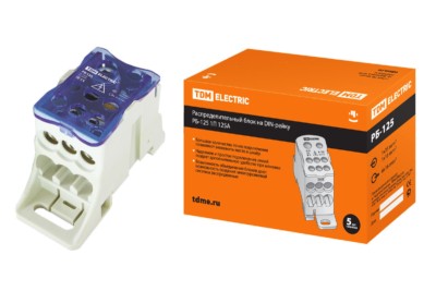 Распределительный блок на DIN-рейку РБ-125 1П 125А (1х35+1×16/6×16) TDM