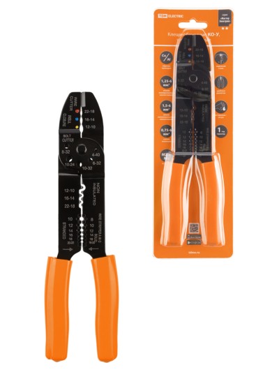 Клещи обжимные КО-У, универсальные (обжим, зачистка, винторез), “МастерЭлектрик” TDM