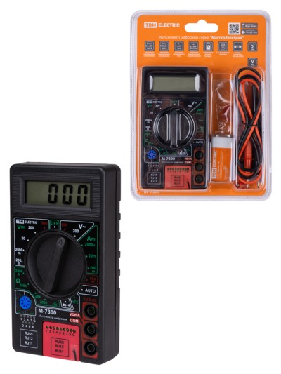 Мультиметр цифровой серия “МастерЭлектрик” М-7300 (каб.тестер RJ-11,12,45) TDM