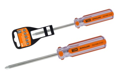 Отвертка крестовая, прозрачная рукоятка, углеродистая сталь, тип PH3 x 200 мм, серия “Гранит” TDM