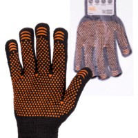 Перчатки х/б плотной вязки с ПВХ, “Точка”, черные, 8, 10 кл., 72-75 г, 1 пара, TDM