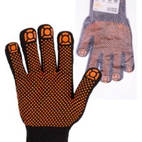 Перчатки х/б плотной вязки с ПВХ, “Точка”, черные, 9, 10 кл., 77-80 г, 1 пара, TDM