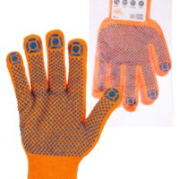 Перчатки плотной вязки акрил с ПВХ, “Точка”, оранжевые, 8, 10 кл., 72-75 г, 1 пара, TDM