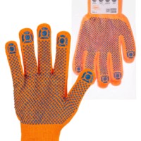 Перчатки плотной вязки акрил с ПВХ, “Точка”, оранжевые, 9, 10 кл., 77-80 г, 1 пара, TDM