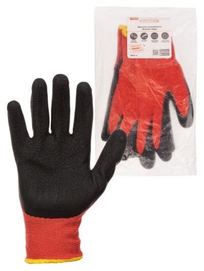 Перчатки полиэфирные “Контакт-Хард”, рельефное латексное покрытие, 8, 15 кл., 56-57 г, 1 пара, TDM