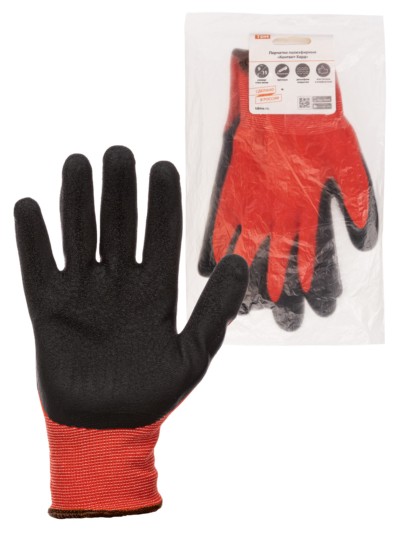 Перчатки полиэфирные “Контакт-Хард”, рельефное латексное покрытие,9, 15 кл., 59-61 г, 1 пара, TDM