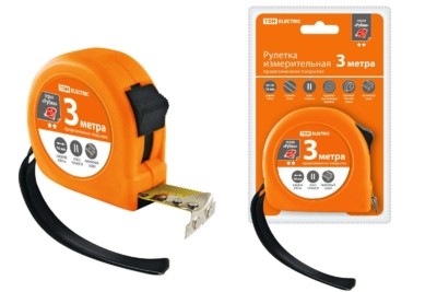 Рулетка, длина 3 м, стальная лента, ширина 16 мм, прорезиненное покрытие, магнит, “Рубин” TDM