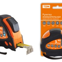 Рулетка 3 м х 16 мм, тройная фиксация, автостоп, обрезиненный корпус, магнит, “Алмаз” TDM