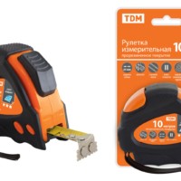Рулетка 10 м х 25 мм, тройная фиксация, автостоп, обрезиненный корпус, магнит, “Алмаз” TDM