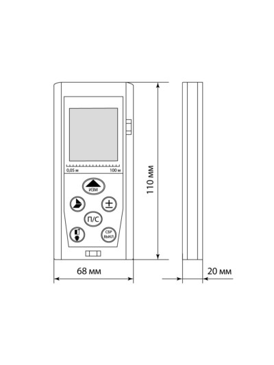 Лазерная рулетка ЛР-100, дальность 100 м, точность 2 мм, подсветка, IP54, 2хAAA, “Алмаз” TDM — изображение 6