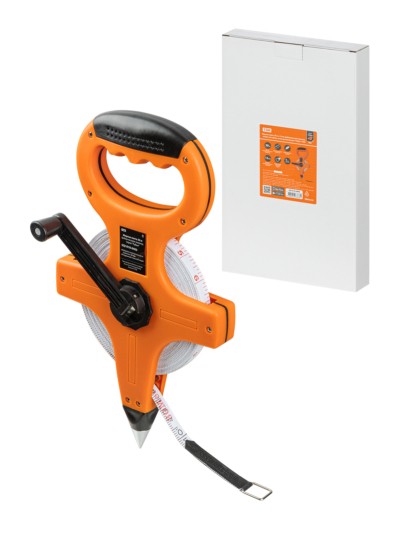 Мерная лента, 30 м х 13 мм, фибергласовое полотно, открытый корпус, штык для фиксации “Рубин” TDM