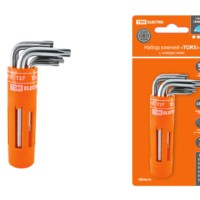 Набор ключей “TORX” с отверстием 7 шт: T9-T30 (круглый держатель в блистере), CR-V сталь “Алмаз” TDM