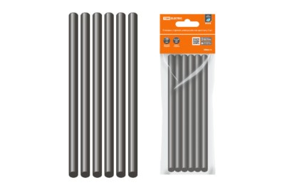 Клеевые стержни универсальные черные, 11 мм x 100 мм, 6 шт, “Алмаз” TDM