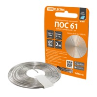 Припой ПОС 61, трубка с канифолью, ГОСТ 21931-76, Ø1 мм, 2 м, спираль, серия “Алмаз” TDM