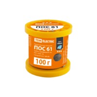 Припой ПОС 61, трубка с канифолью, ГОСТ 21931-76, Ø1 мм, 100 г, катушка, серия “Алмаз” TDM