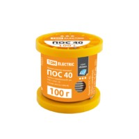 Припой ПОС 40, трубка с канифолью, ГОСТ 21931-76, Ø1 мм, 100 г, катушка, серия “Алмаз” TDM