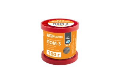 Припой ПОМ-3, проволока, ГОСТ 21931-76, Ø1 мм, 100 г, катушка, серия “Алмаз” TDM