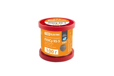 Припой ПОСу 95-5, проволока, ГОСТ 21931-76, Ø1 мм, 100 г, катушка, серия “Алмаз” TDM