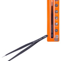 Пинцет прецизионный прямой 140 мм, острое жало, нерж., антистатич. покр., блистер, “Рубин” TDM