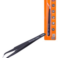 Пинцет прецизионный изогнутый 120 мм, острое жало, нерж., антистатич. покр., блистер, “Рубин” TDM