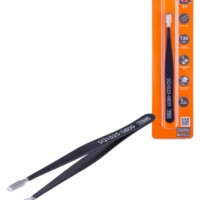 Пинцет прямой 120 мм, плоское жало 5 мм, нерж., антистатич. покр., блистер, “Рубин” TDM