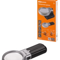 Лупа ручная круглая, d 60 мм, 3-х крат. увел., рукоятка-трансформер, LED подсветка, 2хАА, TDM