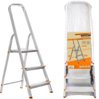 Стремянка алюминиевая СА3, 3 ступени, усиленный профиль h=570 мм, Народная