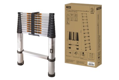 Лестница телескопическая алюминиевая ЛТ-11, 11 ступеней, h=3200 мм, “Алмаз” TDM
