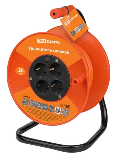 Удлинитель силовой УКз10-004 TDM (4-м/20м ПВС 3х0,75) УС1-42113