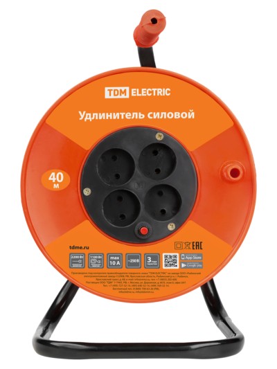Удлинитель силовой УК10-004 TDM (4-м/40м ПВС 2х1,0) УС-42093 — изображение 3
