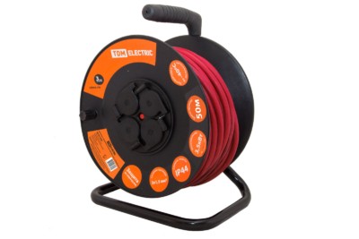 Удлинитель силовой УКз16-004 TDM (IP44 4-м/50м КГ 3х1,5 пласт. катушка)