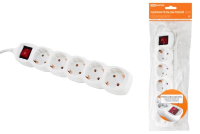 Удлинитель сетевой У05В с выкл. 5-м 3м с/з ПВС 3х1мм2 16А/250В TDM