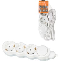 Удлинитель сетевой Люкс УЛ03В с выкл. 3-м 1.5м с/з с з/ш ПВС 3х1мм2 16А/250В бело-серый TDM