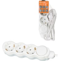 Удлинитель сетевой Люкс УЛ03В с выкл. 3-м 3м с/з с з/ш ПВС 3х1мм2 16А/250В бело-серый TDM