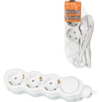 Удлинитель сетевой Люкс УЛ03В с выкл. 3-м 5м с/з с з/ш ПВС 3х1мм2 16А/250В бело-серый TDM