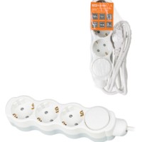 Удлинитель сетевой Люкс УЛ03В с выкл. 3-м 10м с/з с з/ш ПВС 3х1мм2 16А/250В бело-серый TDM