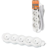 Удлинитель сетевой Люкс УЛ5 5-м 1.5м б/з с з/ш ПВС 2х0,75 мм2 10А/250В бело-серый TDM