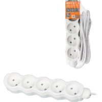 Удлинитель сетевой Люкс УЛ5 5-м 3м б/з с з/ш ПВС 2х0,75 мм2 10А/250В бело-серый TDM