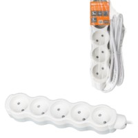 Удлинитель сетевой Люкс УЛ5 5-м 5м б/з с з/ш ПВС 2х0,75 мм2 10А/250В бело-серый TDM