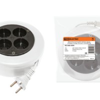 Удлинитель сетевой рулетка УХ10-104 бело-черная 10м 4-м ПВС 2х0,75 10А/250В TDM