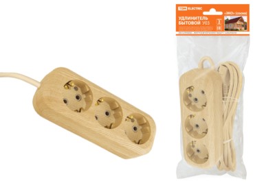 Удлинитель сетевой У03 3-м 5м 2П+3 ПВС 3х1мм2 Эко сосна 16А/250В TDM