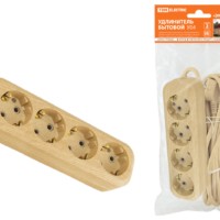 Удлинитель сетевой У04 4-м 5м 2П+3 ПВС 3х1мм2 Эко сосна 16А/250В TDM