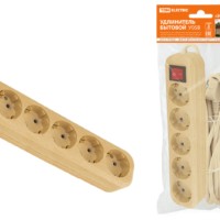 Удлинитель сетевой У05В с выкл. 5-м 3м 2П+3 ПВС 3х1мм2 Эко сосна 16А/250В TDM