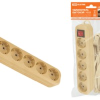 Удлинитель сетевой У05В с выкл. 5-м 5м 2П+3 ПВС 3х1мм2 Эко сосна 16А/250В TDM