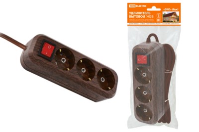 Удлинитель сетевой У03В с выкл. 3-м 3м 2П+3 ПВС 3х1мм2 Эко бук 16А/250В TDM