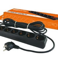 Удлинитель сетевой с фильтром СФ-06В с выкл. 6-м 1.5м с/з ПВС 3х1мм2 16А/250В черный TDM