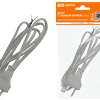 Шнур с плоской вилкой ШУ02 ШВВП 2х0,75мм2 1,7 м. серебр. металлик TDM